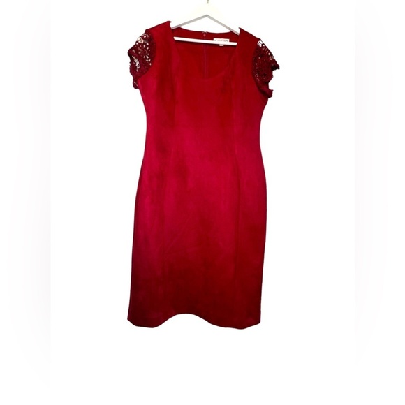 Nanette Lepore | Red Suede Like Dress Sz 10 - Picture 2 of 10